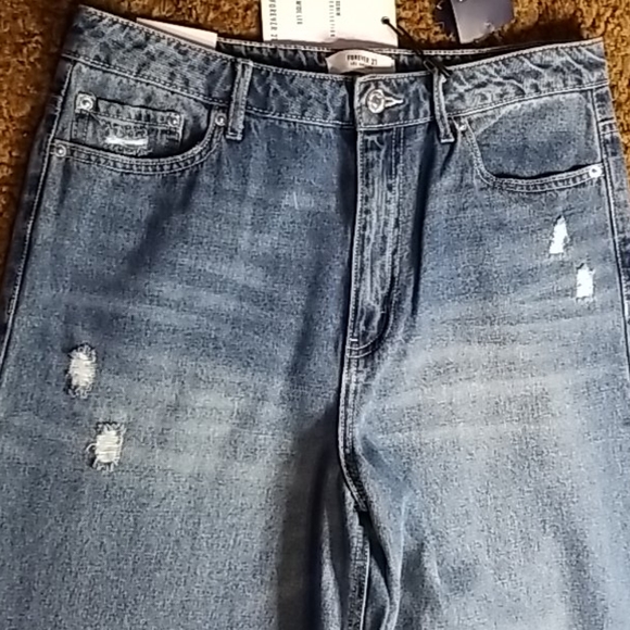 NEW - Forever 21 Denim Wide Leg Pants - Picture 2 of 6